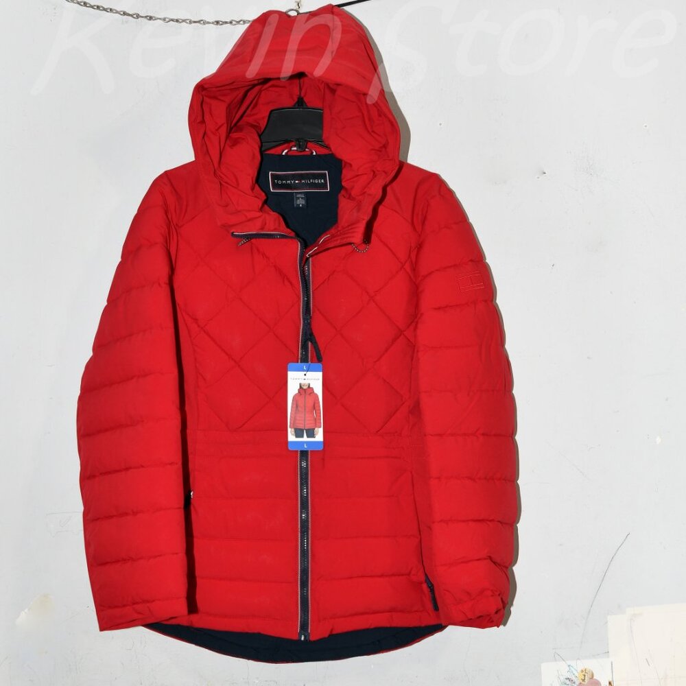 Red (Crimson) - Tommy Hilfiger Ladies' Quilted Jacket - Picture 2 of 11